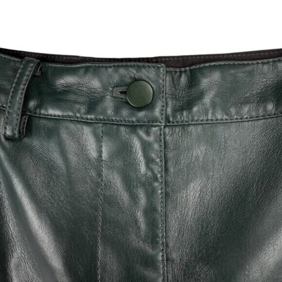 Aritzia Babaton Green Vegan Leather Wide Leg Crop Coney Pant Size 0 - Picture 4 of 7